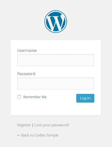 Default WordPress Login page