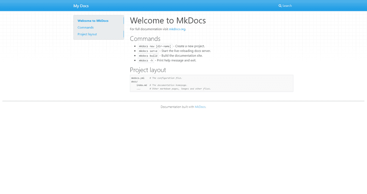 MkDocs Landing Page